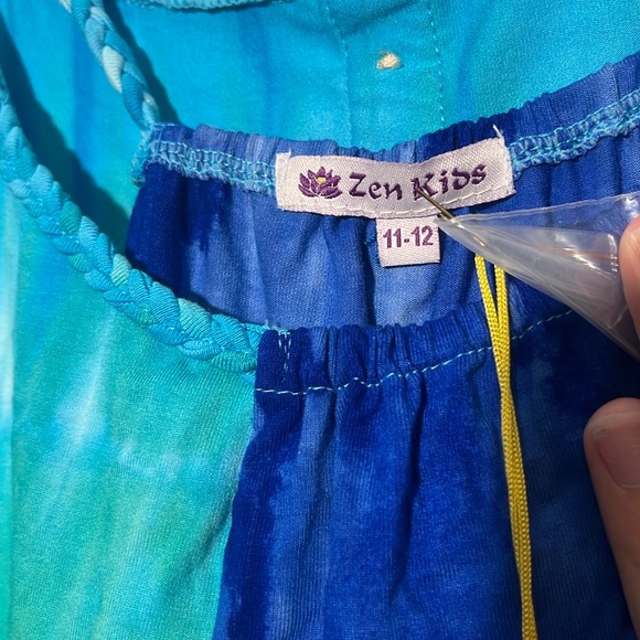 Zen Kids Blue and Green Tie-Dye Kids Romper size 11-12 Summer Romper NWT - Picture 6 of 7